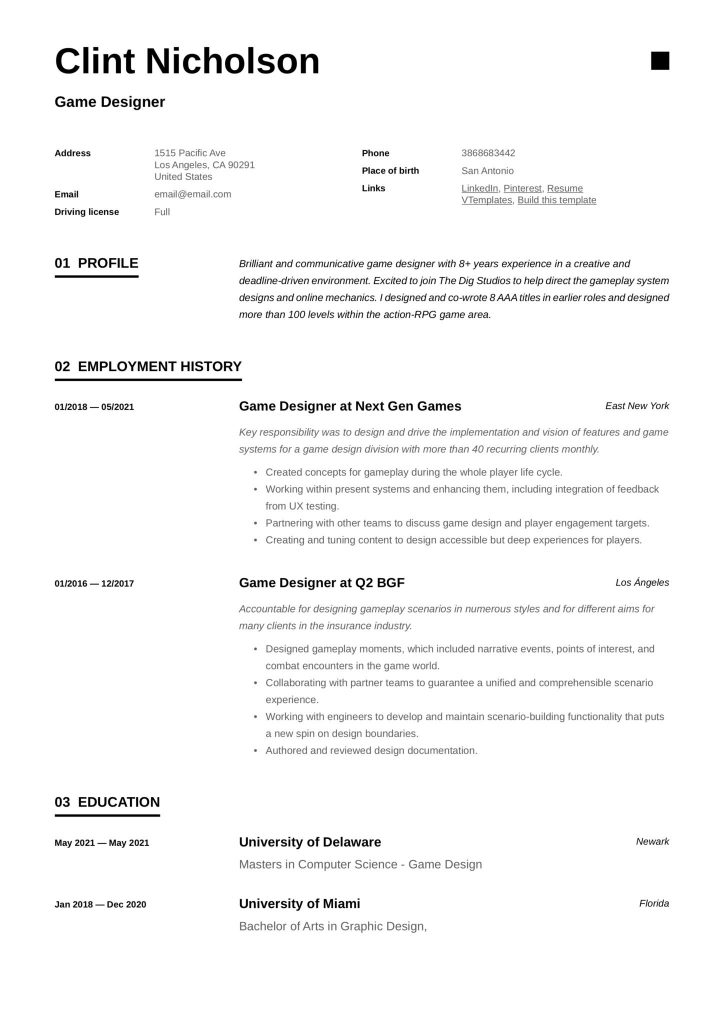 picture of a simple resume